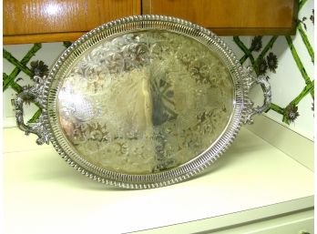Reticulated Oval Silverplate Serving Tray