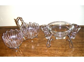 Two Serving Sets With Holders: Caviar And Shot Glasses, Condiments