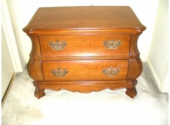 Henredon Mahogany Bombe Commode Bedside Chest With 2 Drawers, Brass Pulls