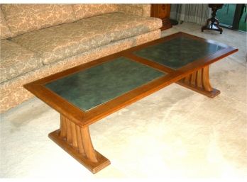 Vintage Slate Top Wood Coffee Table