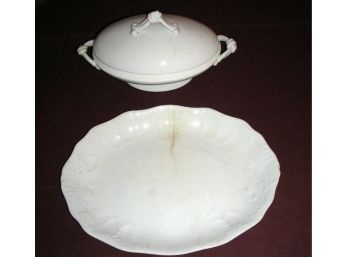 Covered Tureen And Johnson Brothers Ironstone Oval Platter