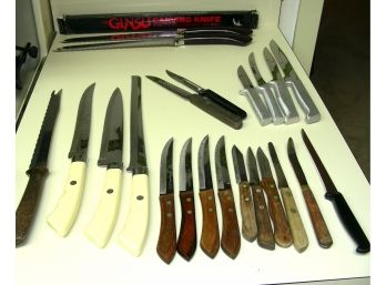 Lot Of 22 Knives: Ginsu, Carvel Hall And Other Brands