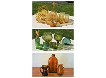 Collection Of Yellow/Green/Brown Colored Glass