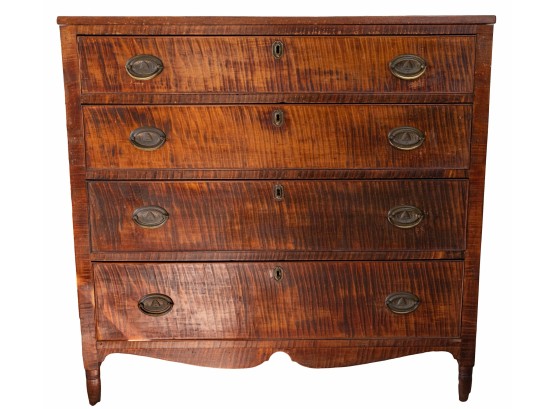 Sheraton Tiger Maple Four Drawer Graduated Chest
