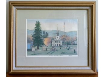 Framed Lithograph ' East Canaan Congregational Church' By Marilyn Davis
