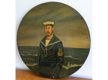 HMS Natal Sailor Portrait Painting On Porthole Shaped  Board