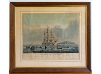 Antique English Print ' South Sea Whale Fishery' Engraved By T. Sutherland,Original Painting By W. J. Huggins