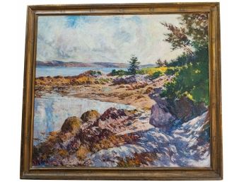 Philip Little ( American 1857- 1942 ) Coastal Scene Painting On Canvas - Framed