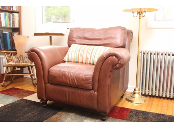 Traditional Brown Leather Arm Chair