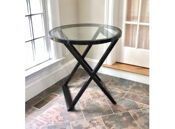 Beautiful Contemporary Glass Top Laquer Table