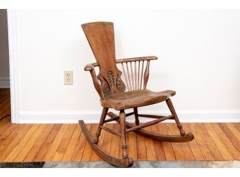 Antique Hand-Carved Wooden Rocking Chair