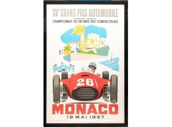 Vintage Monaco Race Car Poster, Framed