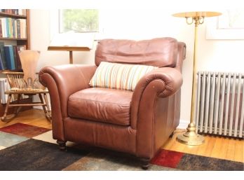 Traditional Brown Leather Arm Chair