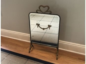 Antique English Fireplace Mirror With Brass Frame