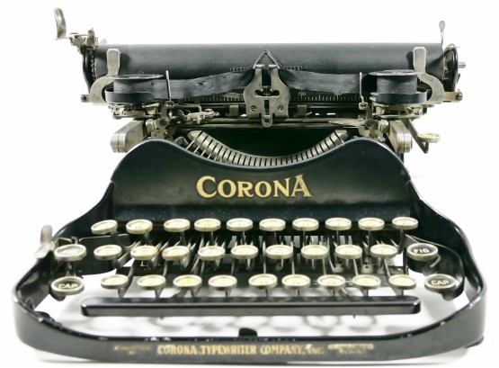 Antique Corona Portable 'Fold-Over' Typewriter - Black In Good Condition - Rare And Beautiful