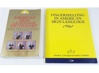 Two American Sign Language Books - Dictionary & Fingerspelling - Very Good Condition