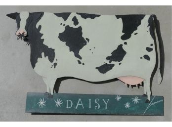 Daisy The Cow - Metal Wall Sculpture With Wooden Back