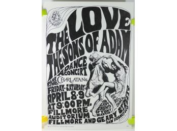 The LOVE & SONS Of ADAM Fillmore Concert Poster By Wes Wilson At Fillmore 1967
