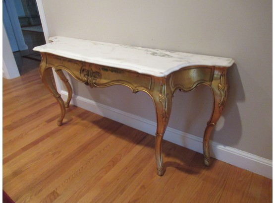 Weiman Marble Top Hall Or Sofa Table With Gold Gilt Base