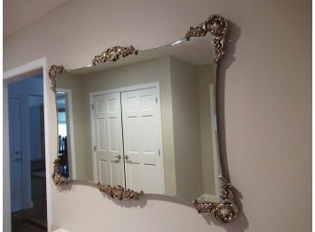 Very Large Mirror With Ornate Gold Accents