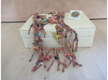 Jewelry Box With Sun Pin And Southwestern Necklace