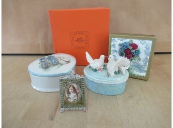 Mixed Lot With Trinket Dishes Frame And Hermes Scarf Book
