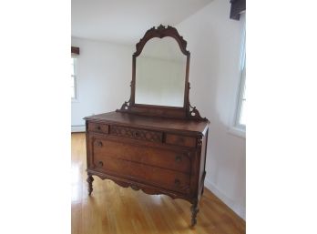 Antique Mahogany / Walnut Dresser With Mirror