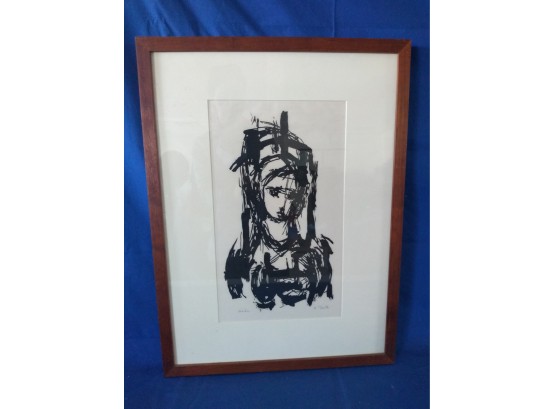 Pencil Signed Arthur Danto Woodcut With Asociated American Artist Label