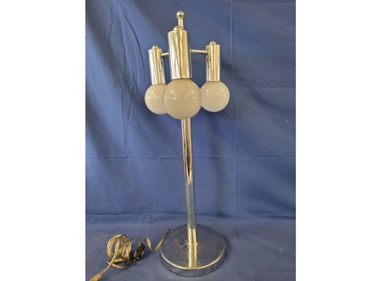 Vintage 3 Bulb / Shade / Arm Chrome Table Lamp - Works