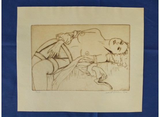 Walt Kuhn Signed And Dated 1926 Erotic Woman Etching
