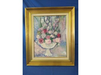 Listed Artist Irene Moss Signed Floral Still Life Oil Painting