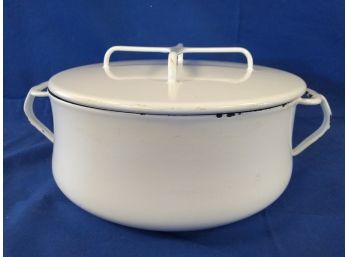 Vintage White Dansk Lidded Pot Cast Iron Enamel