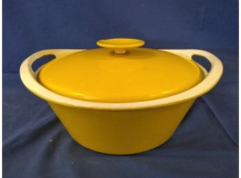 Vintage Cast Iron Yellow Copco Michael Lay Designs Denmark Casserole With Lid
