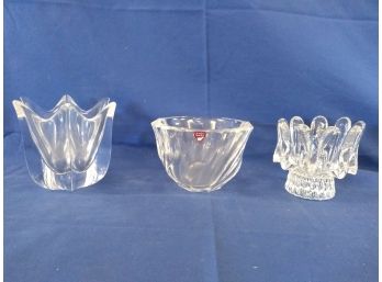 3 Clear Glass Bowls 2 Orrefors