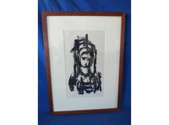 Pencil Signed Arthur Danto Woodcut With Asociated American Artist Label