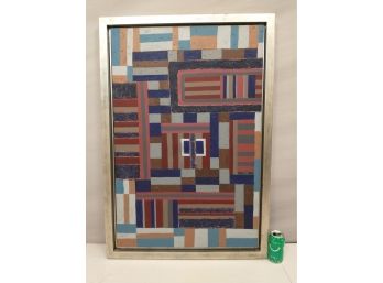 Abstract Painting Geometric Oil On Canvas Signed Dated 2006 Well Framed MCM Decor Perfect Rob Meadows Rogers