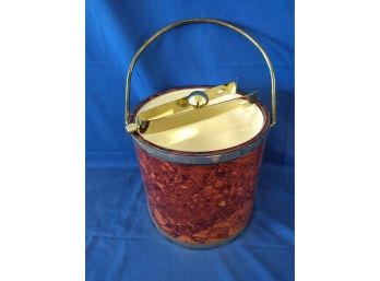 Vintage MCM Kraftware 'Elegance' Ice Bucket With Brass Compass Tongs