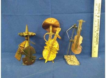 3 Copper Figures Playing Instruments - Decorative Art