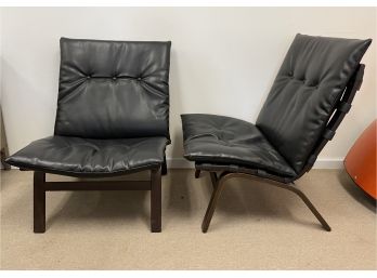 Mid Century Modern Farstrup Bent Wood Pad Seat Lounge Chairs