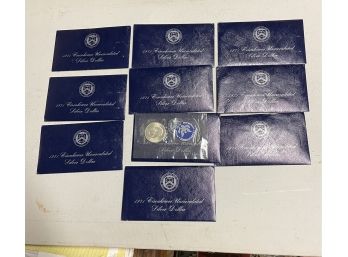 10  1971 Eisenhower 40  Silver Dollars Unc In Blue Envelopes Sealed