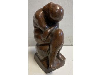 Mid Century Danish Seated Woman  Pottery By L. Hjorth Very Rare Pc.  7 Inches Tall. Denmark Scandinavian .