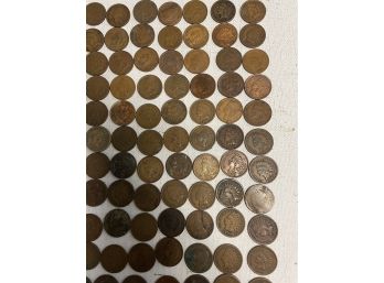 100 American  Indian Head Pennies . 19th And 20 Th Century Good Condition