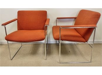 Great Vintage ALMA Mid Century Modern Chrome And Upholstered Lounge Chairs