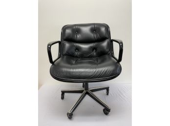 Knoll Charles Pollock Black Leather Chair