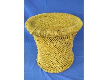 Woven Rope And Rattan Footstool Mid Century Modern
