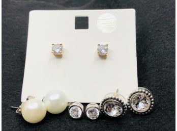 CZ And Pearl Post Earrings