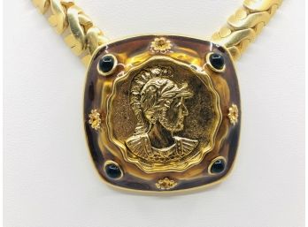 Enameled Roman Centurion Statement Necklace