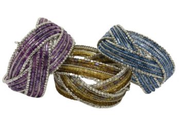 Three Expandable Crystal Bead Bracelets