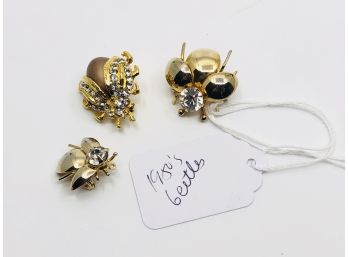 Three Vintage Insect Brooches