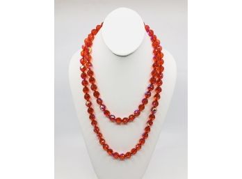 Fiery Orange/Red Czech Glass Necklace